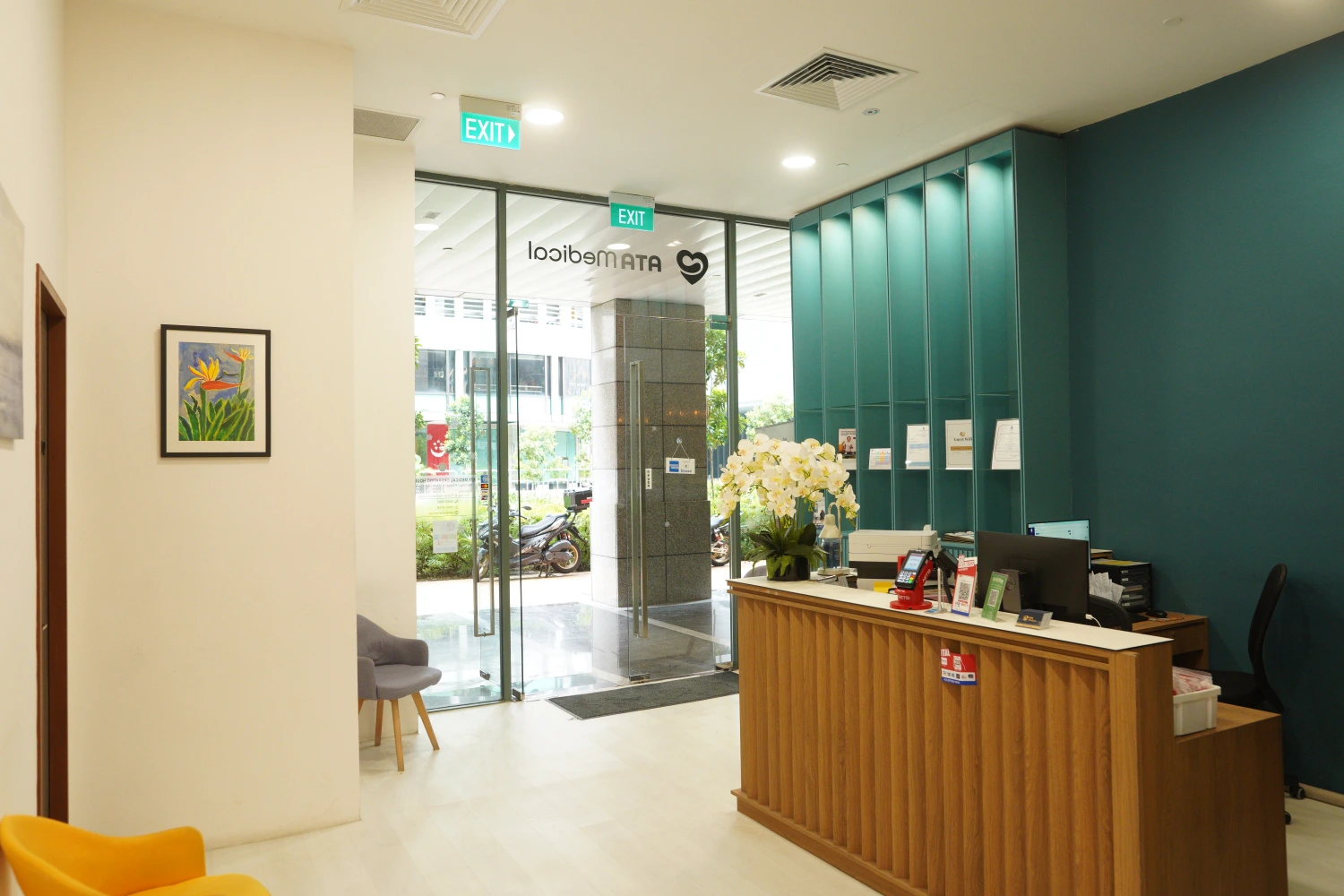 Entrance and reception area of ATA Medical clinic (Anson House).